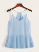 Pleated Hem Solid Chiffon Cami Top