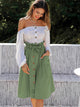 Dual Pocket Button Front Belted Paperbag Skirt
