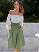 Dual Pocket Button Front Belted Paperbag Skirt