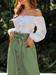 Dual Pocket Button Front Belted Paperbag Skirt