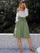 Dual Pocket Button Front Belted Paperbag Skirt