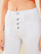 Solid Button Front Flare Leg Jeans