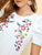 Keyhole Back Puff Sleeve Embroidery Floral Top
