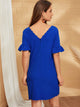 Solid Flounce Sleeve Zipper Back Scallop Dress