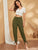 Solid Knot Hem Belted Tapered Pants