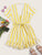 Striped Ruffle Trim Self Tie Romper