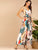 Tropical Print Belted Cami Jumpsuit