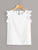Keyhole Back Ruffle Armhole Scallop Trim Top