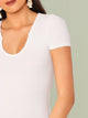 Notch Neck Rib-knit Fitted Bodysuit