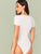 Notch Neck Rib-knit Fitted Bodysuit