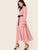Frill Trim Shirred Front Belted Dress