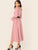 Frill Trim Shirred Front Belted Dress
