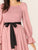 Frill Trim Shirred Front Belted Dress