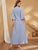Striped Embroidered Detail Flounce Sleeve Dress