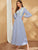 Striped Embroidered Detail Flounce Sleeve Dress