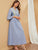 Striped Embroidered Detail Flounce Sleeve Dress