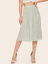High Waist Lettuce Trim Pleated Skirt