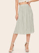 High Waist Lettuce Trim Pleated Skirt