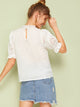 Guipure Lace Neck Embroidery Front Schiffy Top