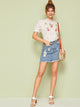 Guipure Lace Neck Embroidery Front Schiffy Top