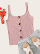Button Front Rib-Knit Cami Top