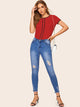 Contrast Binding Keyhole Back Top