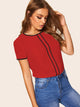 Contrast Binding Keyhole Back Top