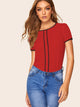 Contrast Binding Keyhole Back Top