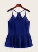 Pleated Hem Solid Chiffon Cami Top