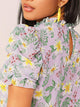 Frill Neck Floral Print Top