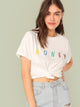Short Sleeve Letter Print Top