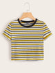  Ribbed Striped Crop Tee
