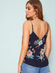 Double V-Neck Floral Print Cami Top