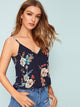 Double V-Neck Floral Print Cami Top