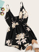 Floral Print Elastic Waist Cami Romper