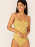 Ruched Front Rib-knit Striped Tube Bodysuit