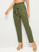 Self Belted Pleated Detail Tapered Pants