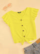 Ruffle Armhole Knot Hem Rib-knit Tee