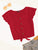 Ruffle Armhole Knot Hem Rib-knit Tee