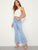 Raw Hem Flare Leg Button Front Jeans