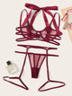 Contrast Mesh Underwire Garter Lingerie Set