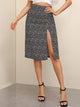 Ditsy Floral Print Slit Hem Button Front Skirt