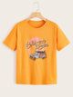 Car & Letter Print Tee