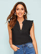 Notch Neck Lace Trim Top