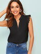 Notch Neck Lace Trim Top