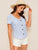 Striped Print Button Front Pocket Patch Top