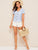Striped Print Button Front Pocket Patch Top