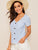 Striped Print Button Front Pocket Patch Top