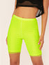 Neon Lime Fishnet Mesh Overlay Cycling Shorts