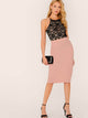 Elastic Waist Pencil Skirt